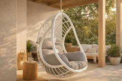 Sillón de Ratán Sintético Colgante sin Soporte color Blanco MB-190169