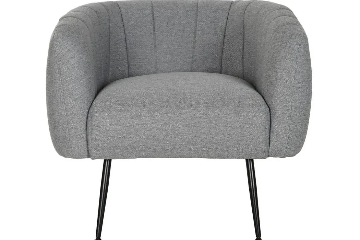 Sillón de Salón en Poliéster Gris con Patas Metálicas MB-207908