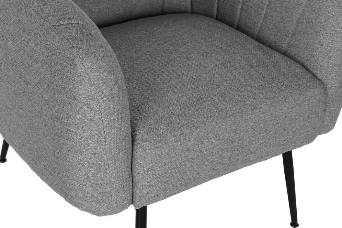 Sillón de Salón en Poliéster Gris con Patas Metálicas MB-207908