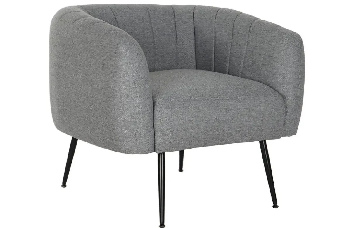 Sillón de Salón en Poliéster Gris con Patas Metálicas MB-207908