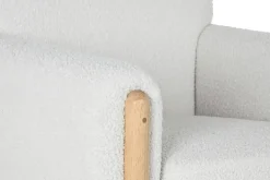 Sillón de Salón Tapizado en Bouclé Blanco con Estructura de Madera MB-217365