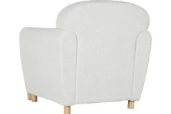 Sillón de Salón Tapizado en Bouclé Blanco con Estructura de Madera MB-217365