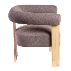 Sillón de Salón Tapizado Jaspeado Gris Rosa con Patas de Madera 615252