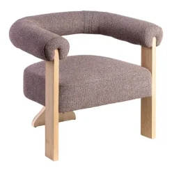Sillón de Salón Tapizado Jaspeado Gris Rosa con Patas de Madera 615252