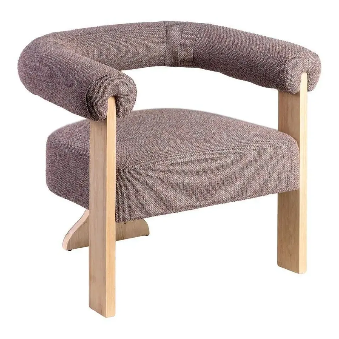 Sillón de Salón Tapizado Jaspeado Gris Rosa con Patas de Madera 615252