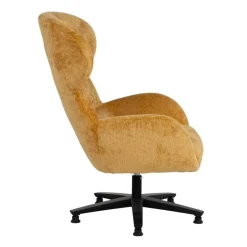 Sillón Giratorio Mostaza con Base Metálica y Tapizado Suave 612621