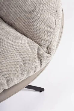 Sillón Giratorio Tapizado en Tela y Cuero Sintético Gris Oscuro y Vsion ADINDA 0732240