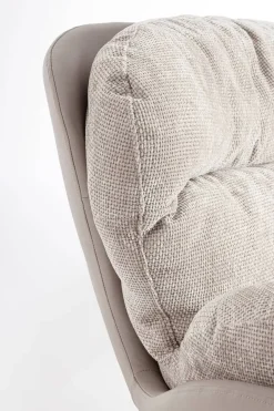 Sillón Giratorio Tapizado en Tela y Cuero Sintético Gris Oscuro y Vsion ADINDA 0732240