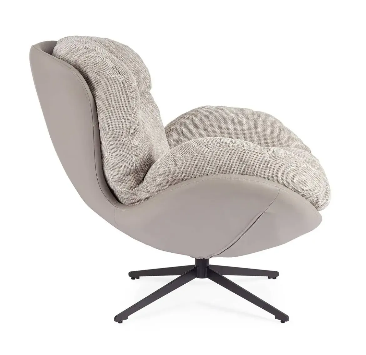 Sillón Giratorio Tapizado en Tela y Cuero Sintético Gris Oscuro y Vsion ADINDA 0732240