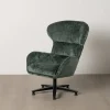 Sillón Giratorio Verde con Base Metálica y Tapizado Suave 612622