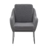 Sillón gris tapizado con patas metálicas negras GABAR 10780