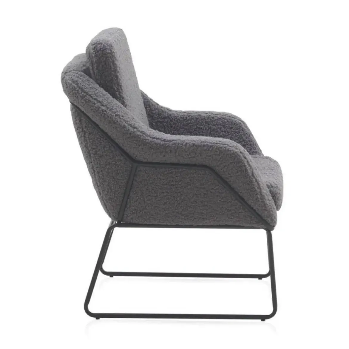 Sillón gris tapizado con patas metálicas negras GABAR 10780