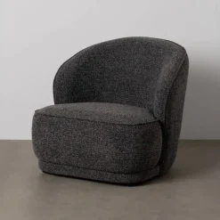 Sillón Jaspeado Tejido-Madera de Salón 78 cm Gris Oscuro 614784