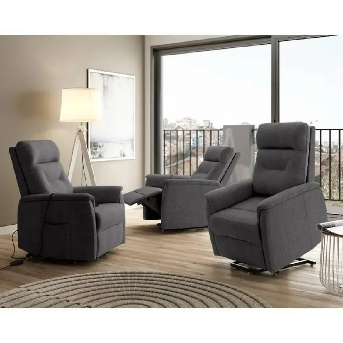 Sillón Levantapersonas Tapizado en tela Pizarra DIANA