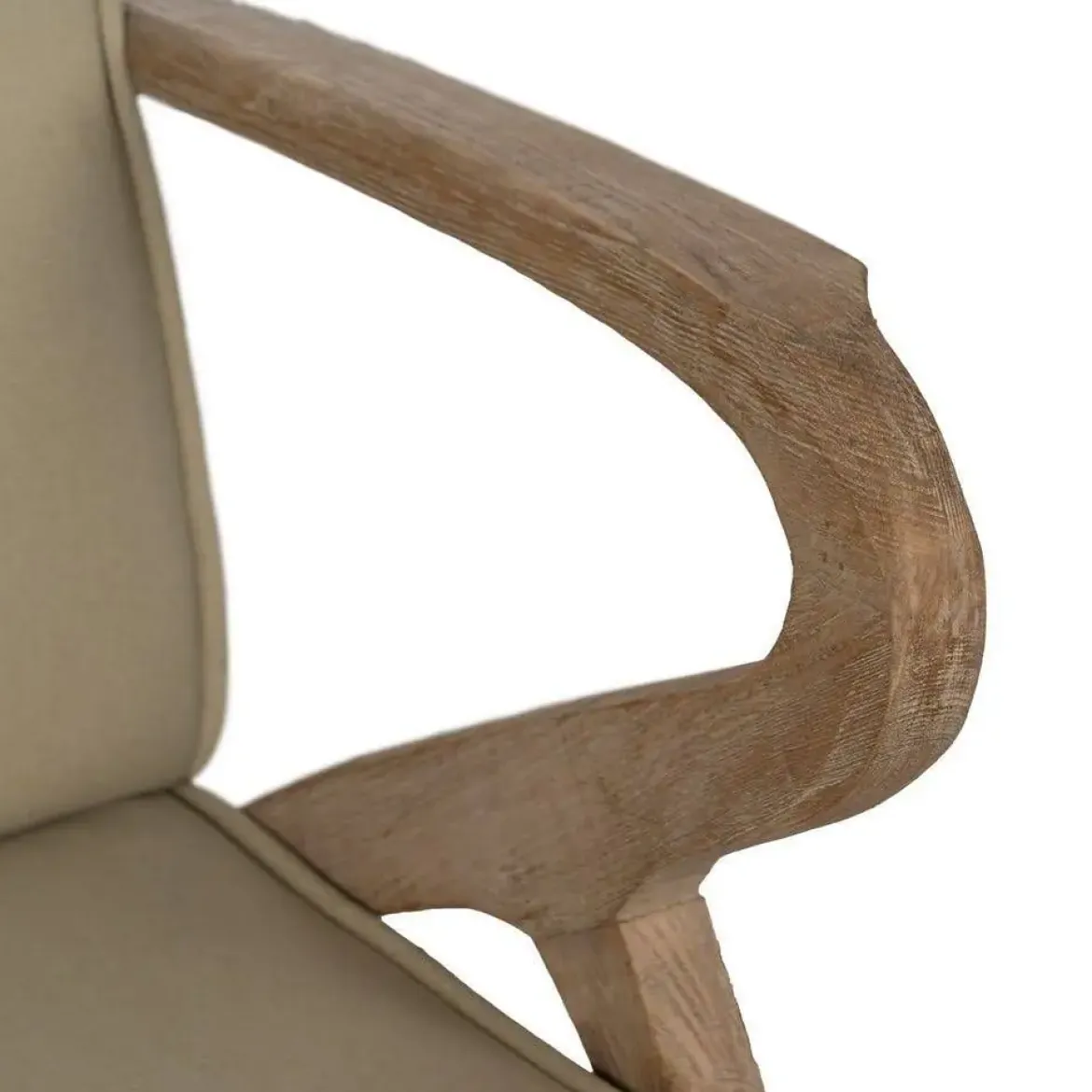 Sillón Natural con Estructura de Madera y Tapizado Beige 613836