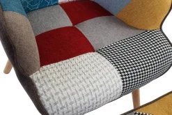 Sillón Orejero Patchwork Multicolor con Reposapiés MB-206260