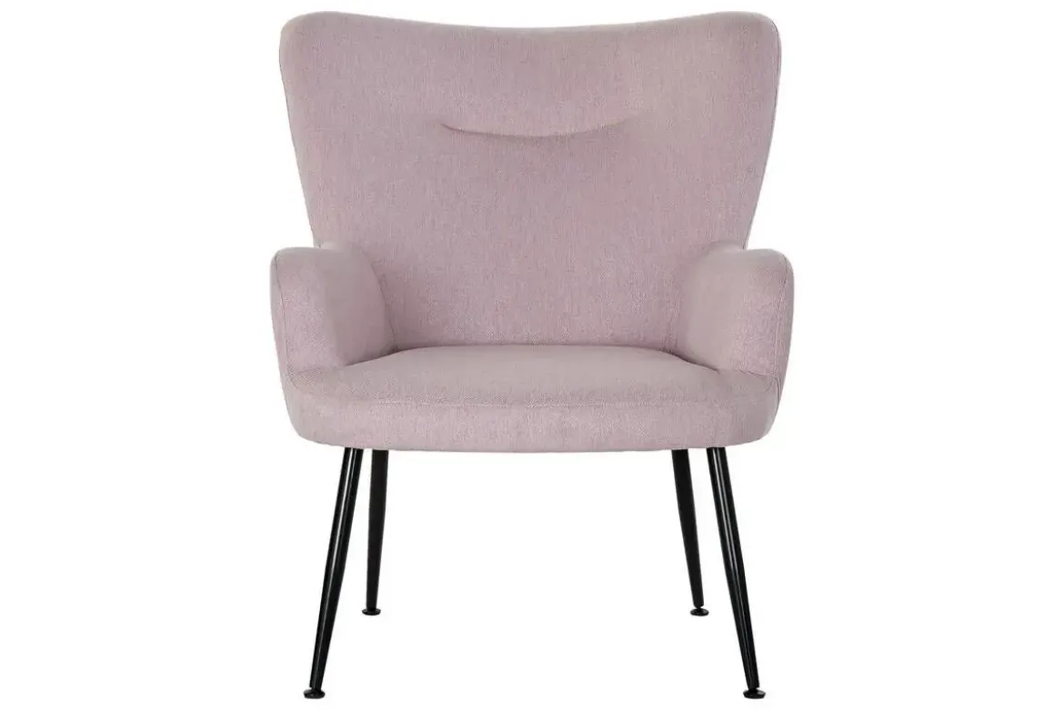 Sillón Orejero Tapizado en Poliéster Rosa con Reposapiés MB-191899