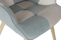 Sillón Orejero Tapizado Multicolor con Reposapiés Madera Hevea MB-207731