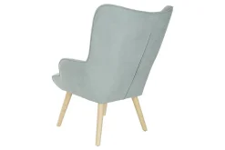 Sillón Orejero Tapizado Multicolor con Reposapiés Madera Hevea MB-207731