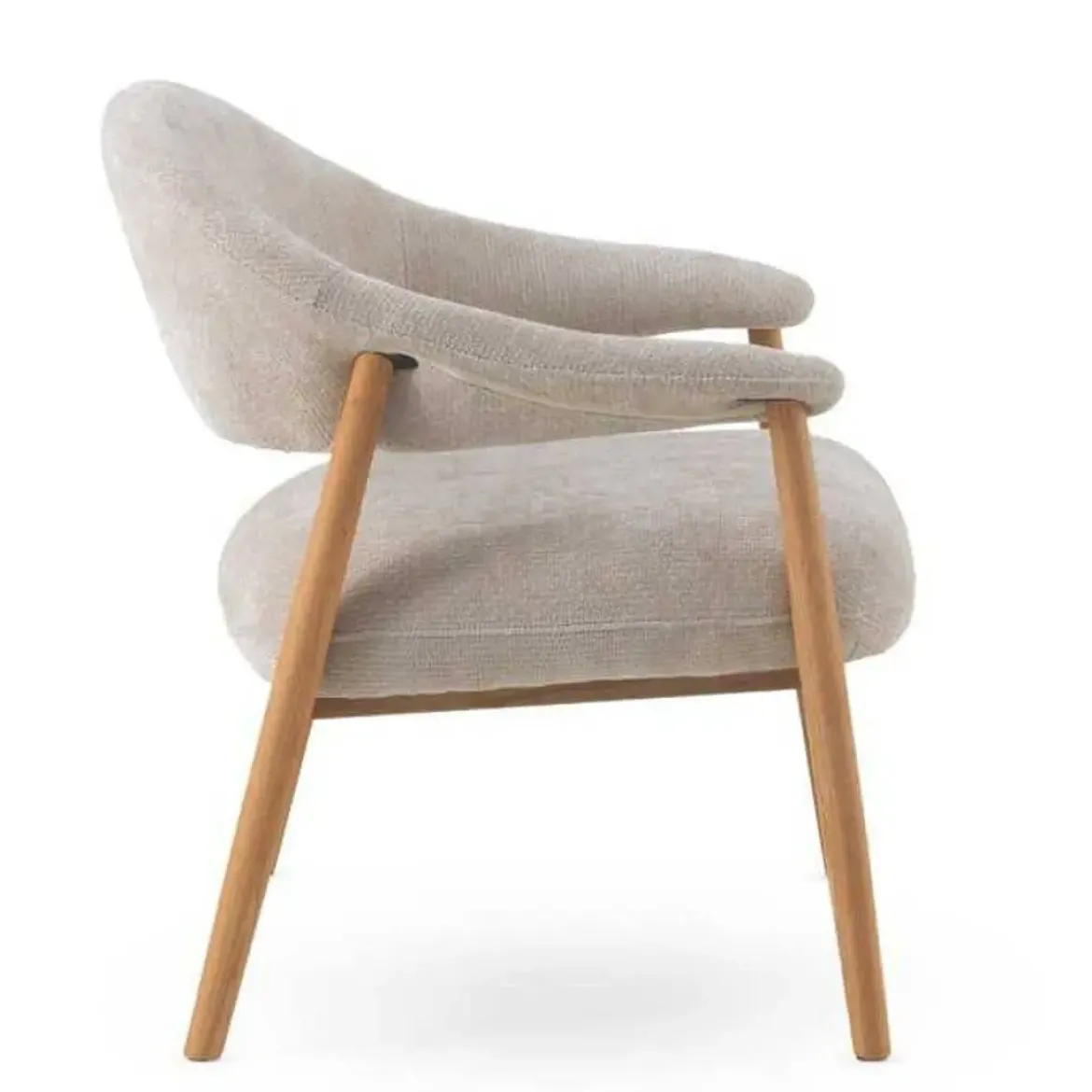 Sillón Pequeño de Madera de Roble Tapizado Blanco GABAR 11687