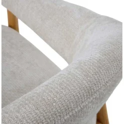 Sillón Pequeño de Madera de Roble Tapizado Blanco GABAR 11687