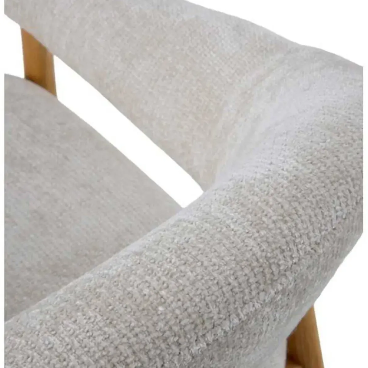 Sillón Pequeño de Madera de Roble Tapizado Blanco GABAR 11687