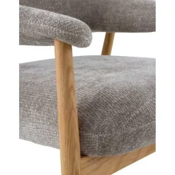Sillón Pequeño de Madera de Roble Tapizado Topo GABAR 11688