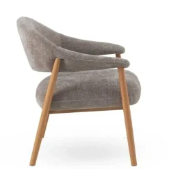 Sillón Pequeño de Madera de Roble Tapizado Topo GABAR 11688