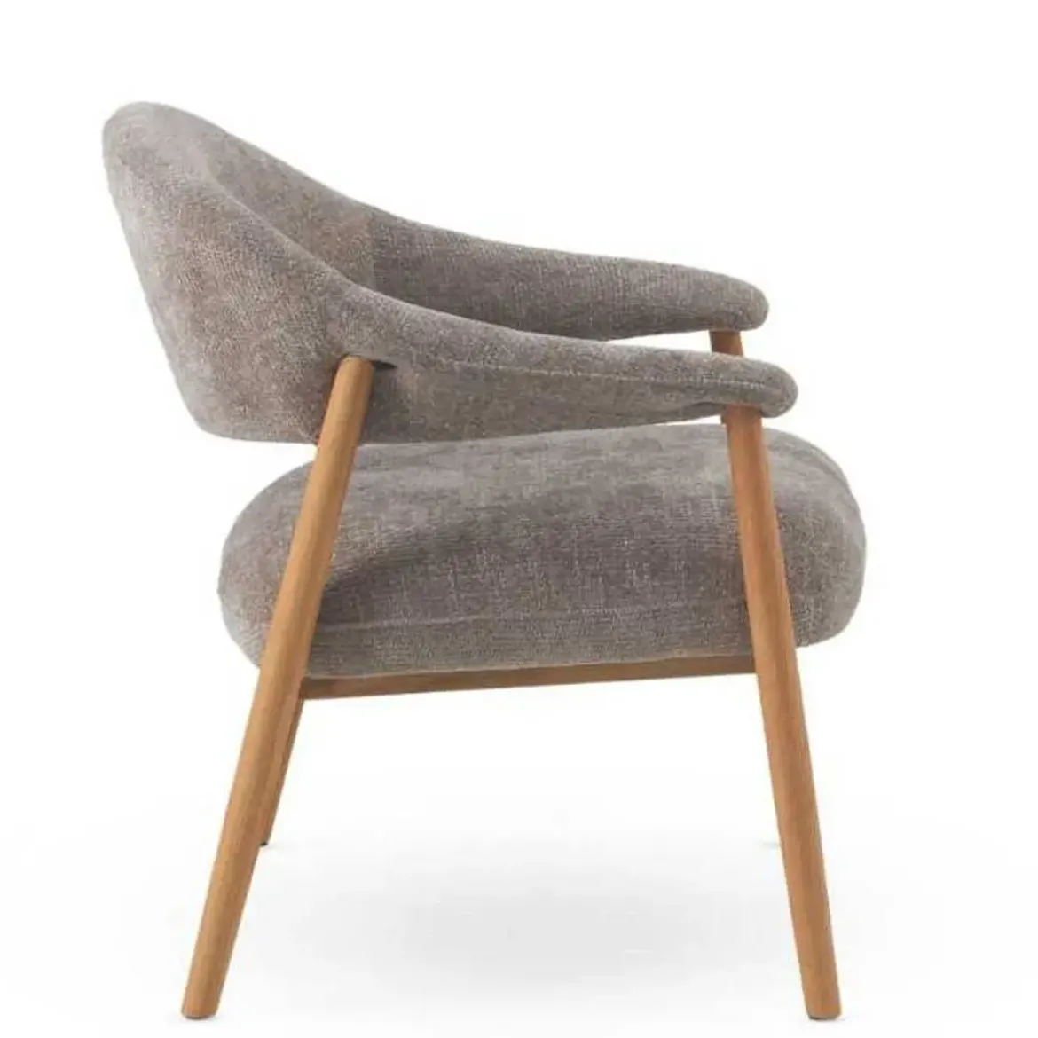 Sillón Pequeño de Madera de Roble Tapizado Topo GABAR 11688