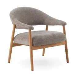 Sillón Pequeño de Madera de Roble Tapizado Topo GABAR 11688