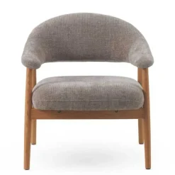 Sillón Pequeño de Madera de Roble Tapizado Topo GABAR 11688