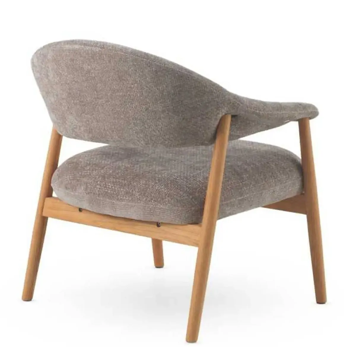 Sillón Pequeño de Madera de Roble Tapizado Topo GABAR 11688