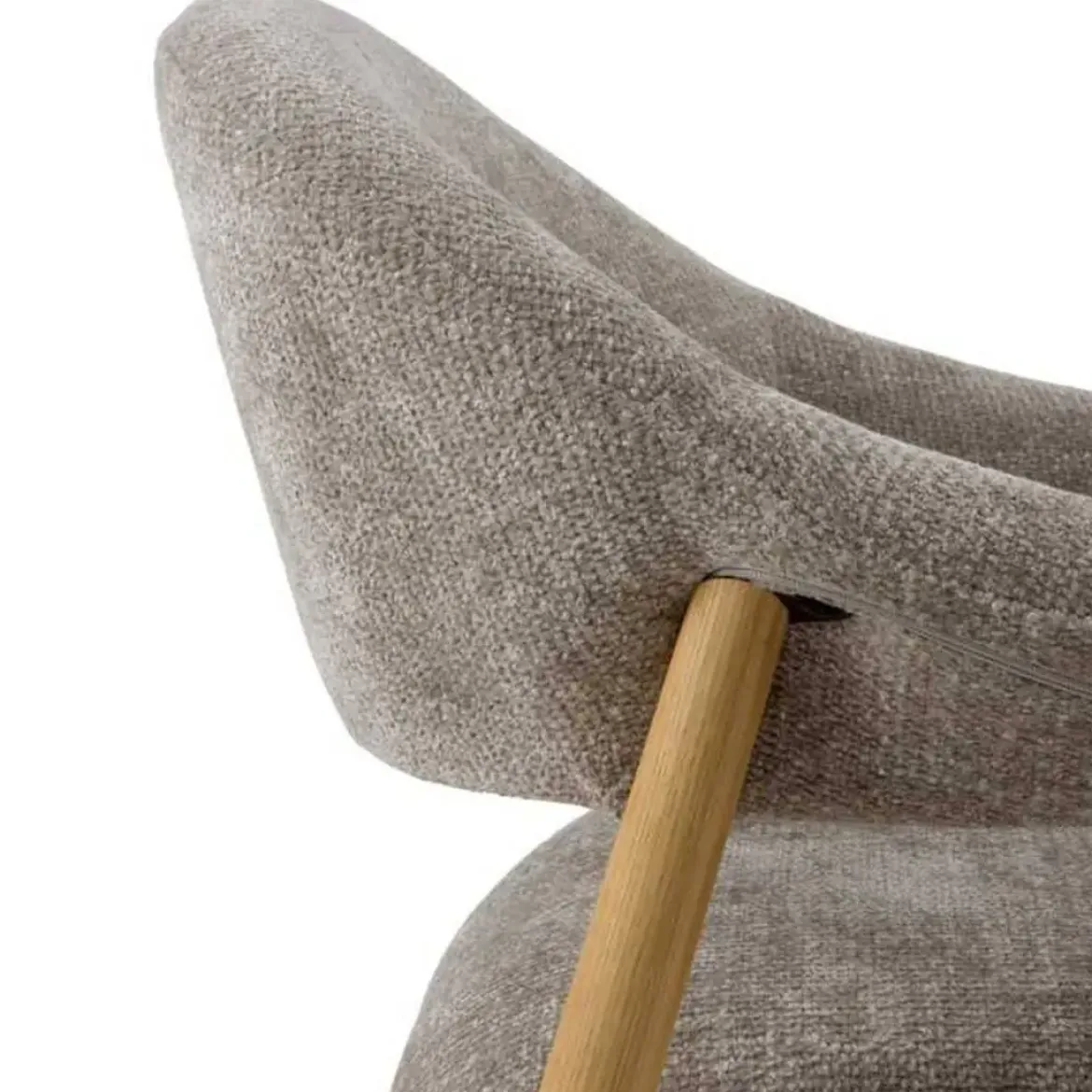 Sillón Pequeño de Madera de Roble Tapizado Topo GABAR 11688