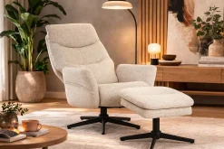 Sillón Relax con Puff Tapizado en Tela Gris Claro MAX