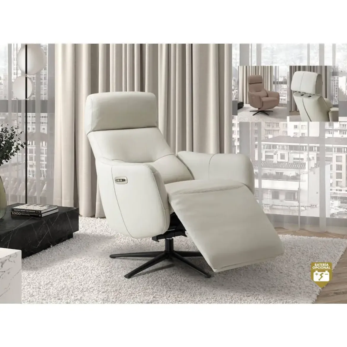 Sillón Relax Eléctrico de Piel con 2 Motores y USB RENNES