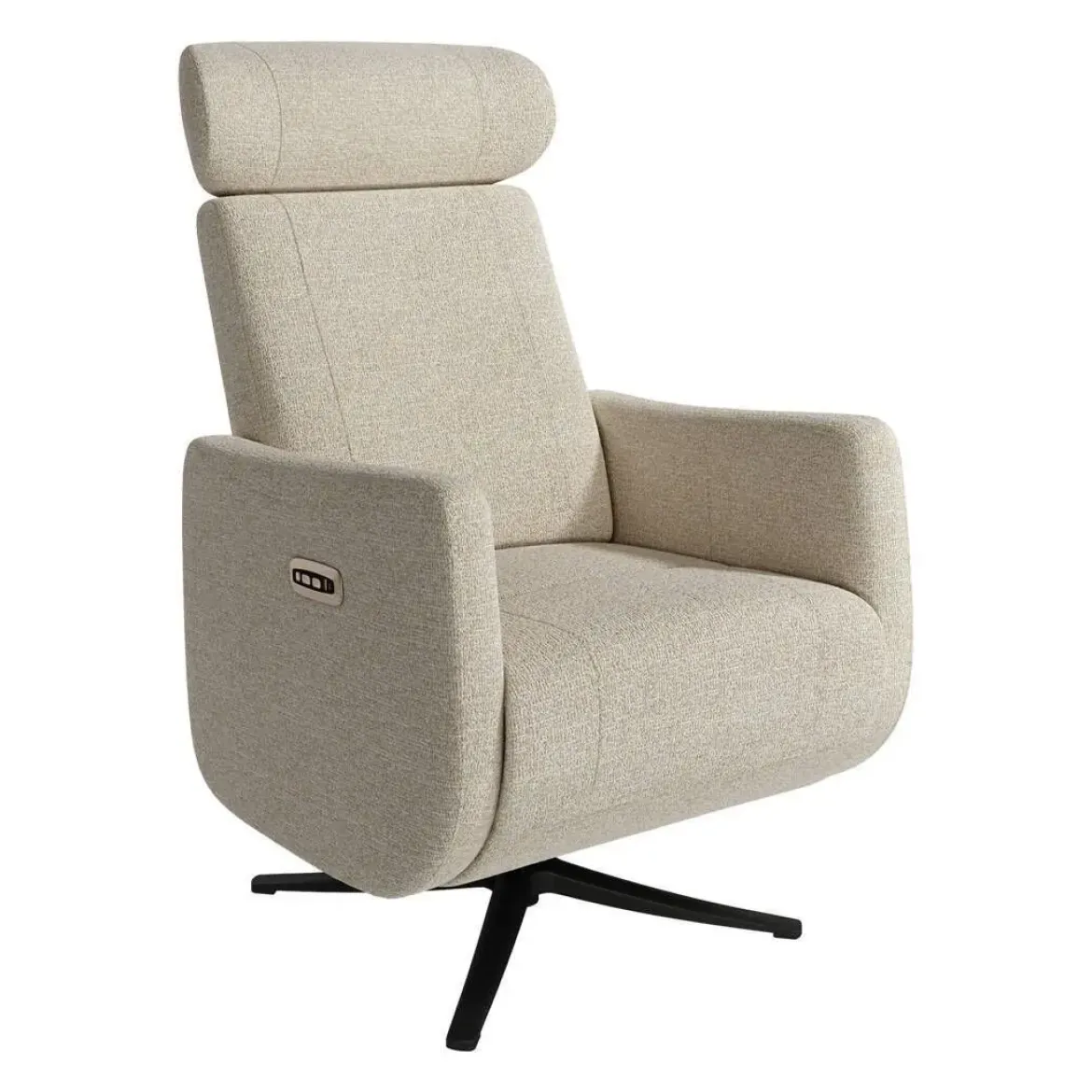 Sillón Relax Eléctrico Giratorio en Tela Nácar con USB VERA