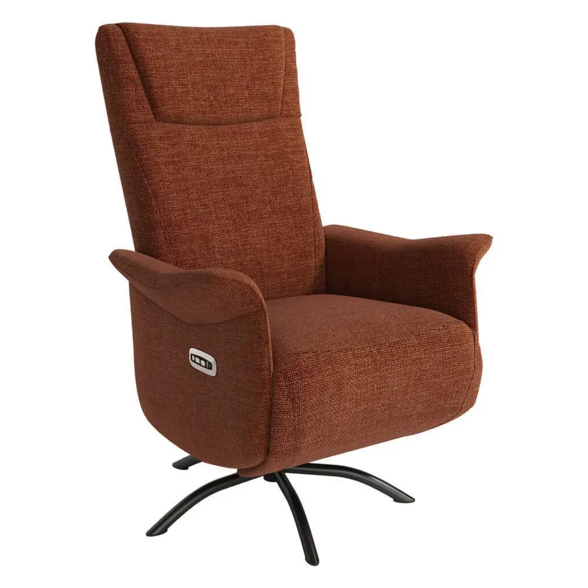 Sillón Relax Eléctrico Giratorio con USB Tapizado en Tela Terracota GALA