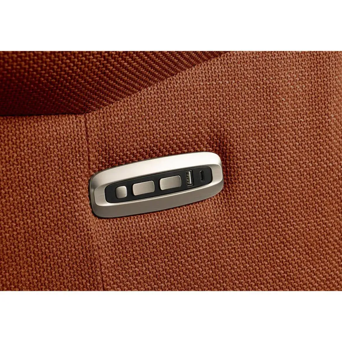 Sillón Relax Eléctrico Giratorio con USB Tapizado en Tela Terracota GALA