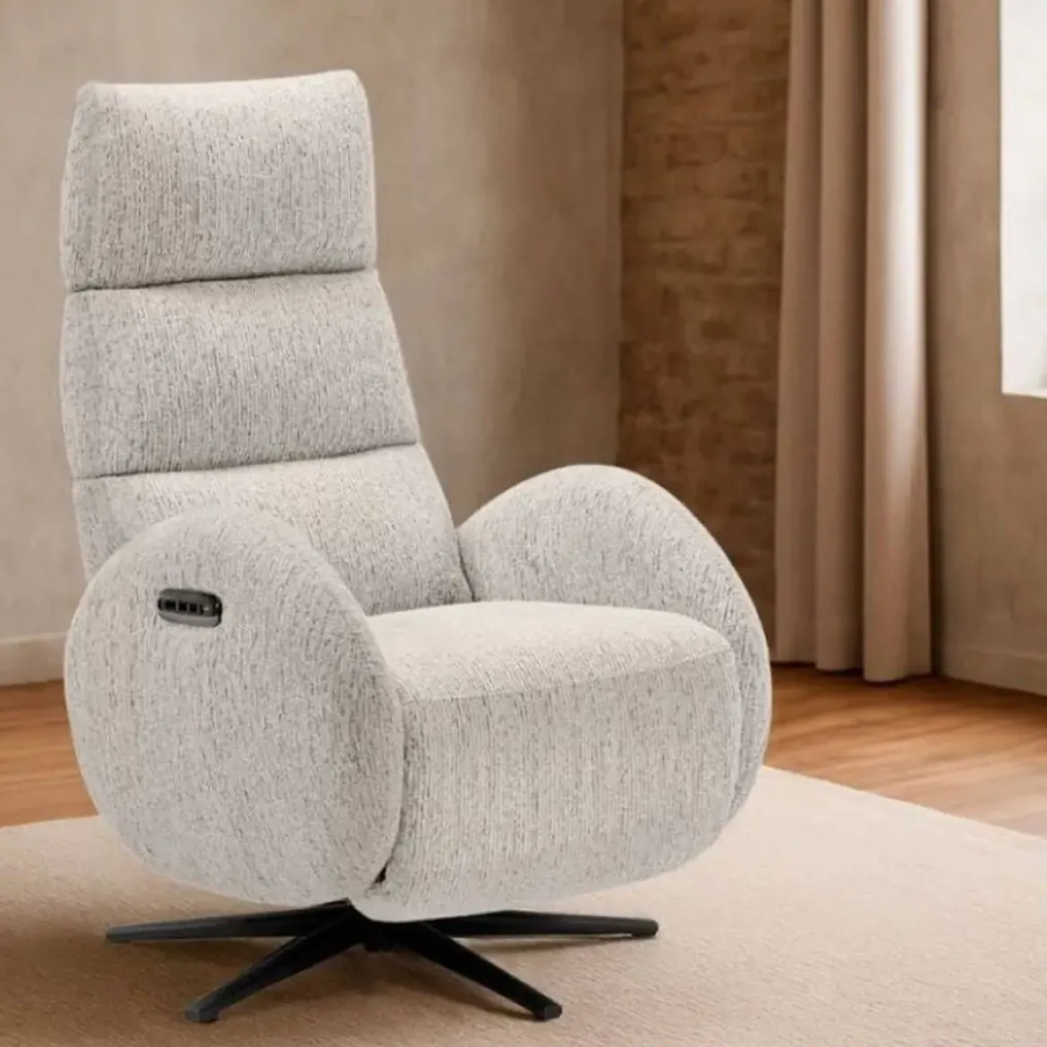 Sillón Relax Eléctrico 2 Motores en Tela Beige con USB AMSTERDAM