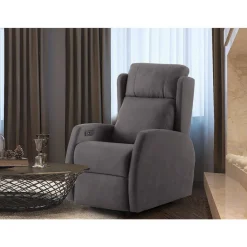 Sillón relax elevador modelo RIVER con ruedas tapizado en tela gris