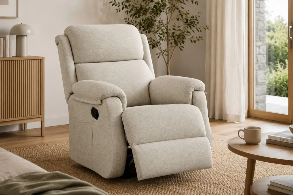 Sillón Relax Manual con Palanca Tapizado en Tela KATY