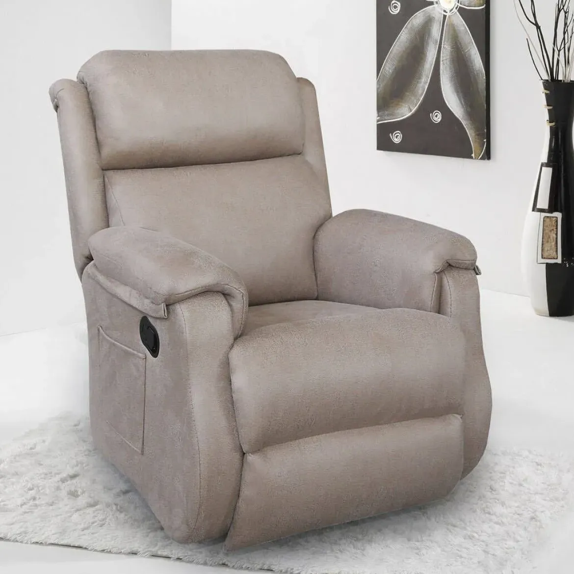 Sillón Relax Manual con Palanca Tapizado en Tela KATY