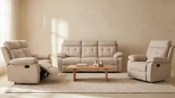 Sillón Relax Manual Tapizado en Tela CARIBE Beige