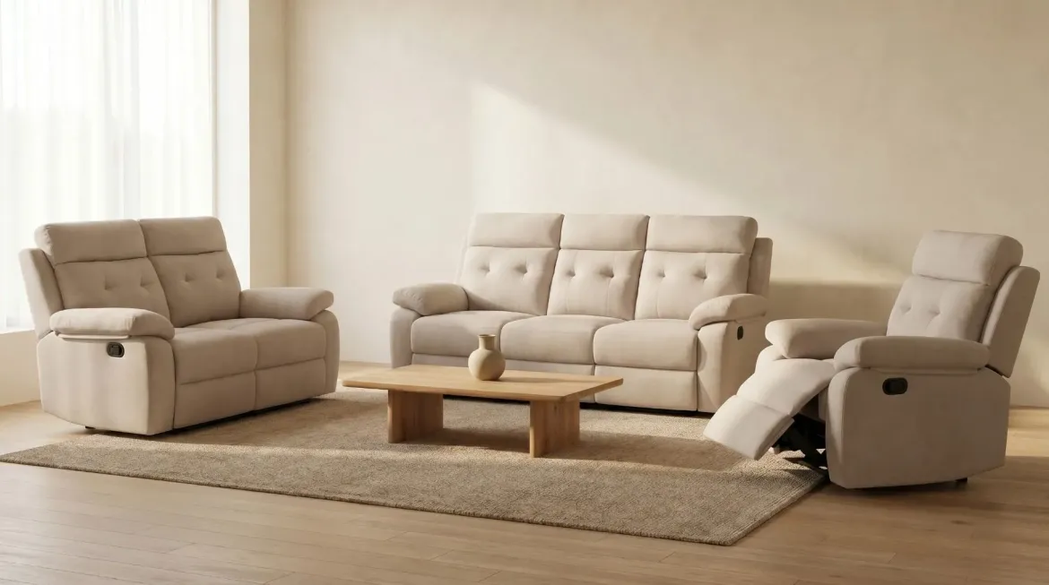 Sillón Relax Manual Tapizado en Tela CARIBE Beige