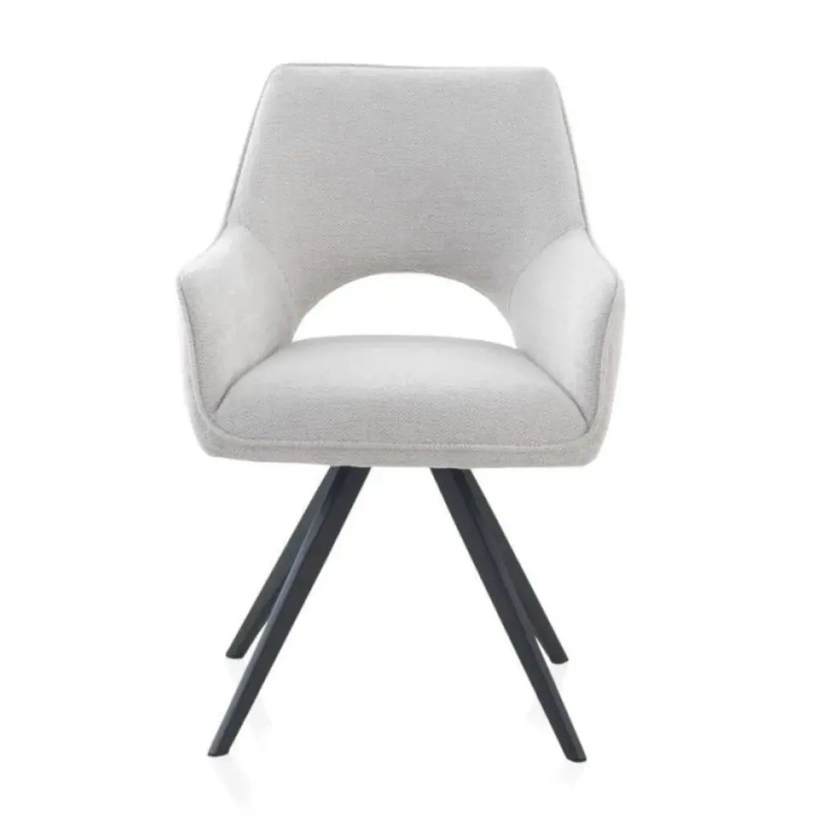 Sillón tapizado en color beige con patas metálicas negras GABAR 11058/1