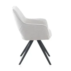 Sillón tapizado en color beige con patas metálicas negras GABAR 11058/1