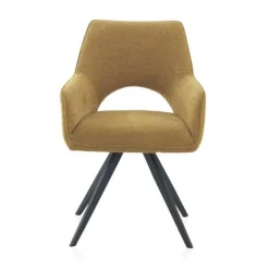 Sillón tapizado en color mostaza con patas metálicas negras GABAR 11059/1