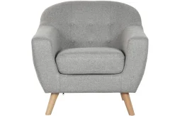 Sillón Tapizado en Poliéster Color Topo con Patas de Madera MB-221694