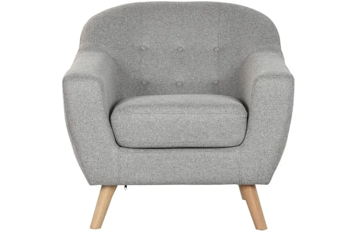 Sillón Tapizado en Poliéster Color Topo con Patas de Madera MB-221694