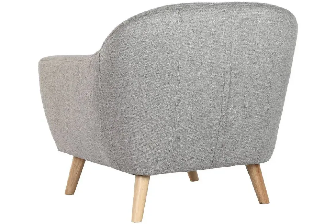Sillón Tapizado en Poliéster Color Topo con Patas de Madera MB-221694